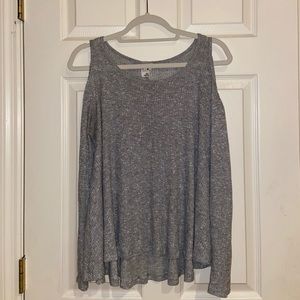 Tokyo Darling Cold Shoulder Gray Knit Top
